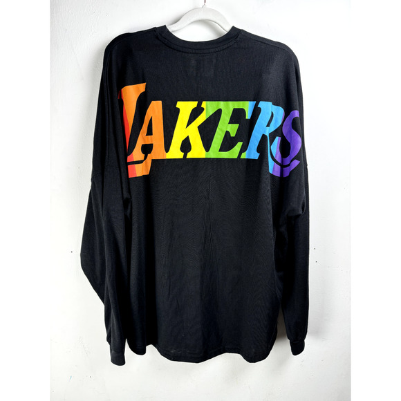 Lakers Logo Unisex Rainbow Shirt Athleisure Sportswear Casual Fandom Basketball - Picture 2 of 7